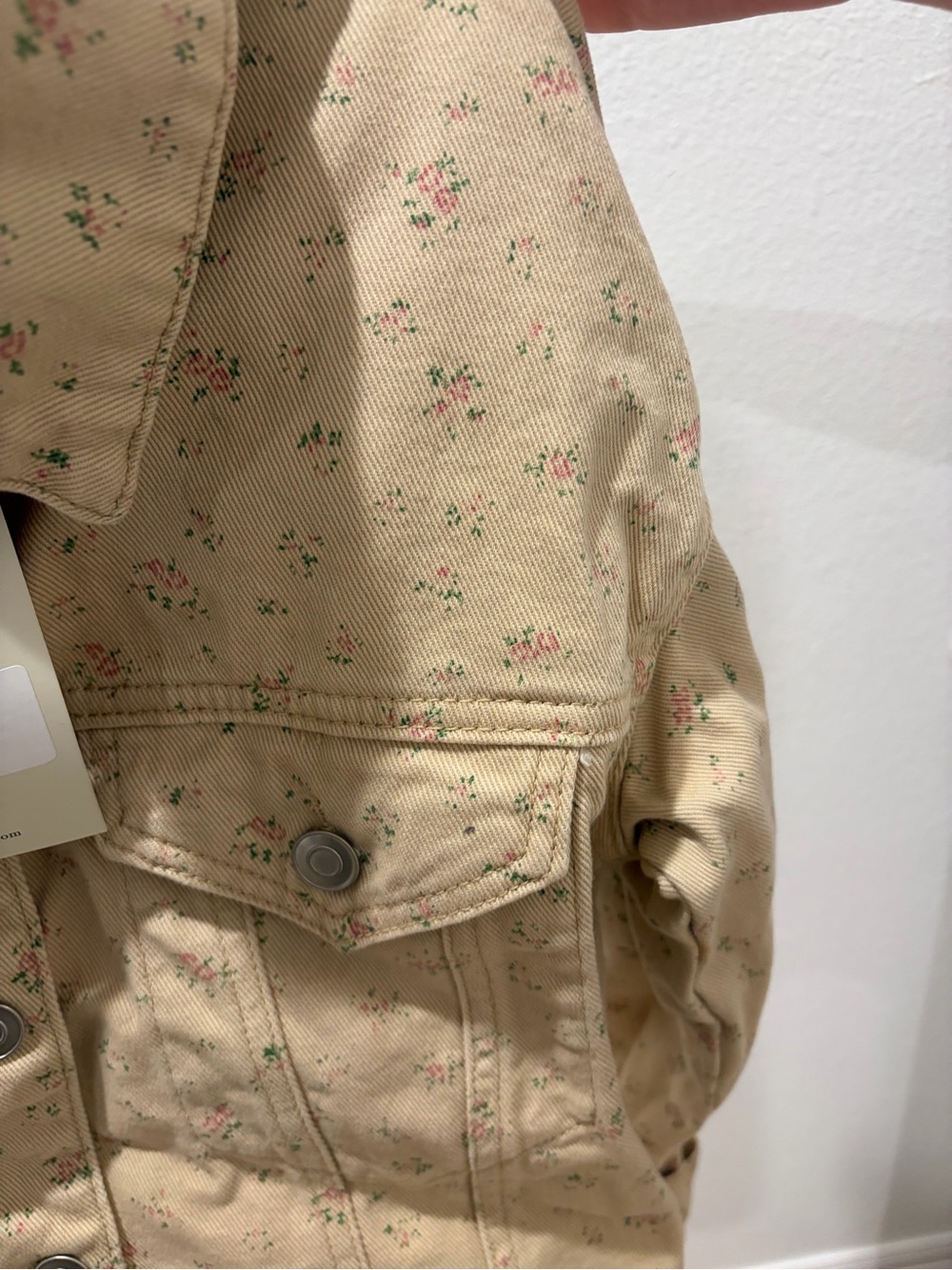 bohme Beige Floral Print Jean Jacket